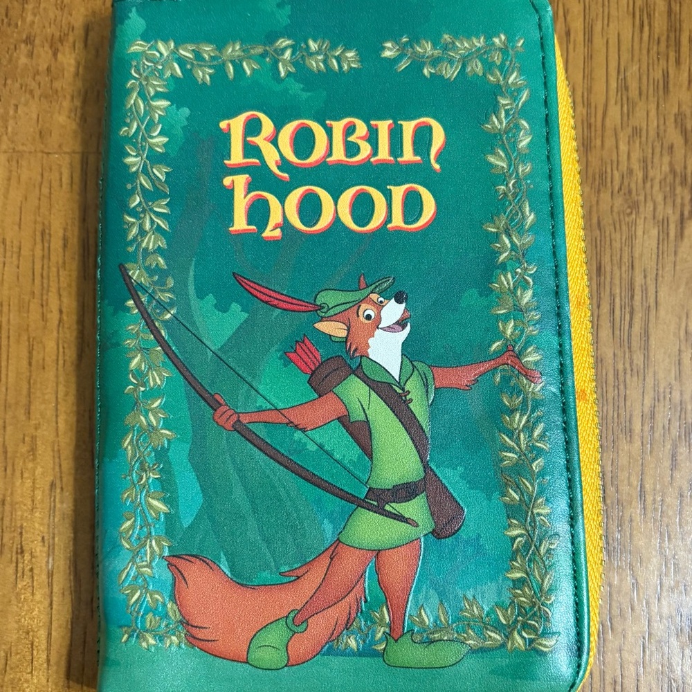 Disney Loungefly Robin hood Green Zip Around Wallet